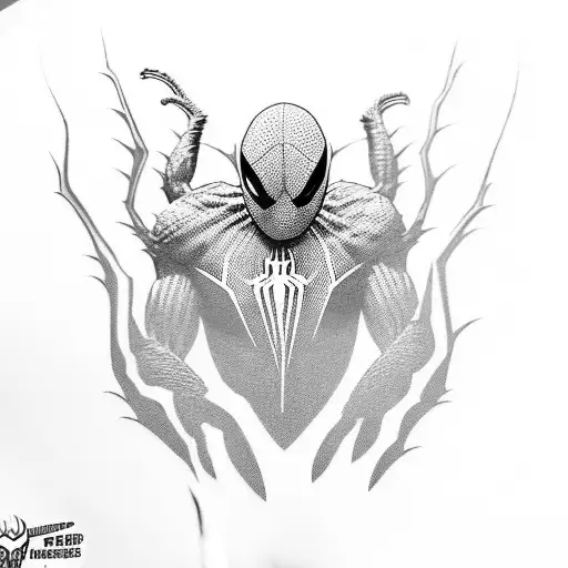 Symbiote Spiderman fighting Miles Morales tattoo design idea
