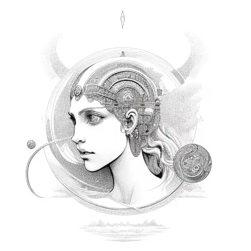 tyche the god of luck tattoo design idea