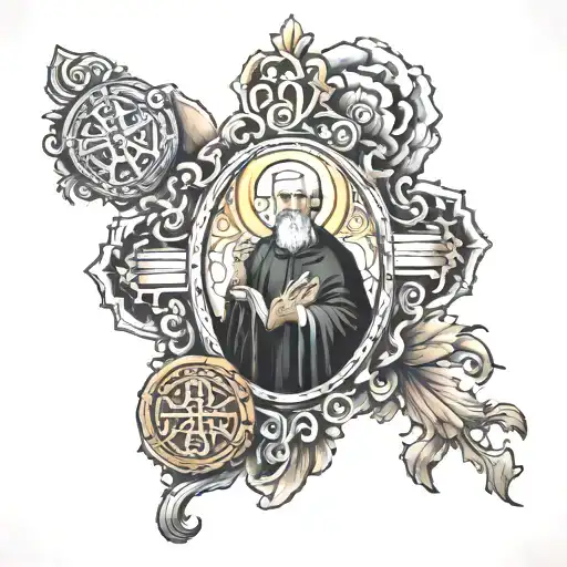 st Benedict medal tattoo design idea