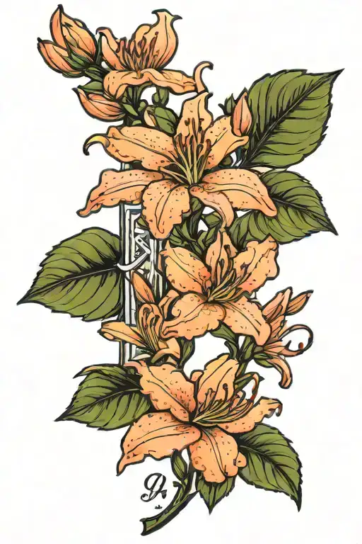 azalea flower with name azalea and 09-28-07 in Roman numerals  tattoo design idea