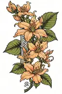 azalea flower with name azalea and 09-28-07 in Roman numerals  tattoo design idea