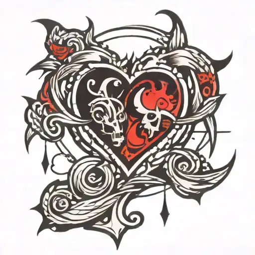 St. Jimmy symbol with rage on one side and love on the other tattoo design idea