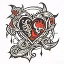 St. Jimmy symbol with rage on one side and love on the other tattoo design idea