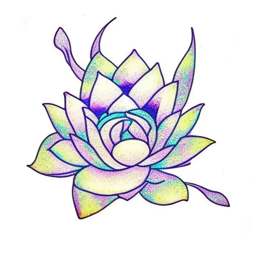 purple blue fairy lotus flower tattoo design idea