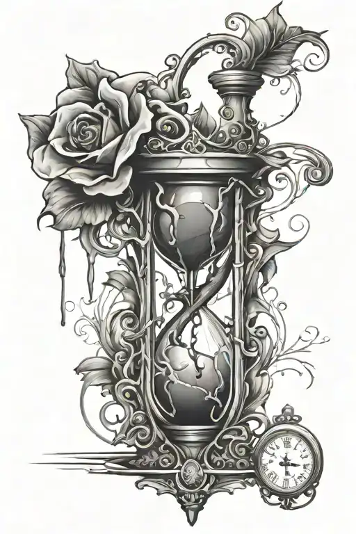 heart bleeding into a broken hour glass tattoo design idea