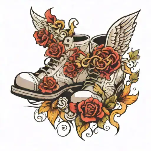 broken heart shoes tattoo design idea