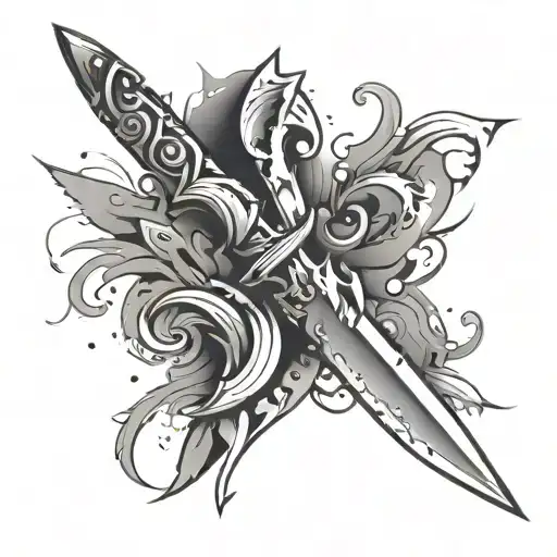 abstract blade tattoo in grunge style tattoo design idea