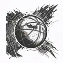 Basketball with abstract grunge elements and textures tattoo design idea