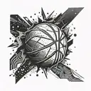 Basketball with abstract grunge elements and textures tattoo design idea
