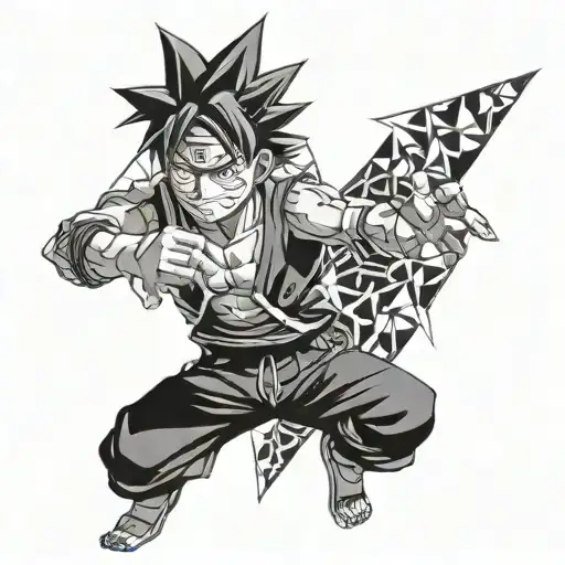 naruto, luffy one piece, dragonball z goku, tattoo design idea