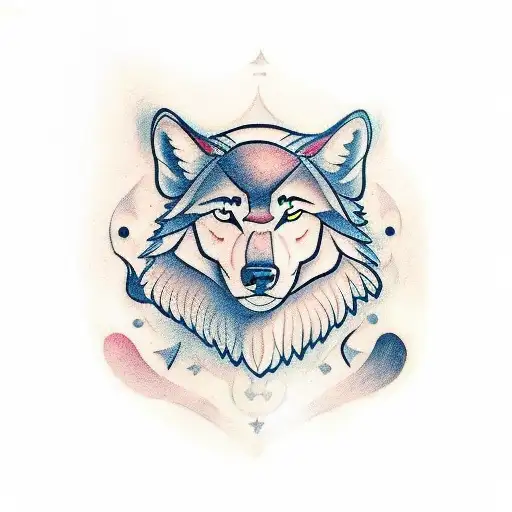 A traditional style tattoo of a CrossFit coach with a wolf companion, symbolizing strength and leadership tattoo design idea