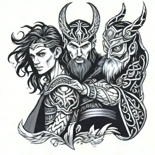 balder and loki norse mythology tattoo design idea