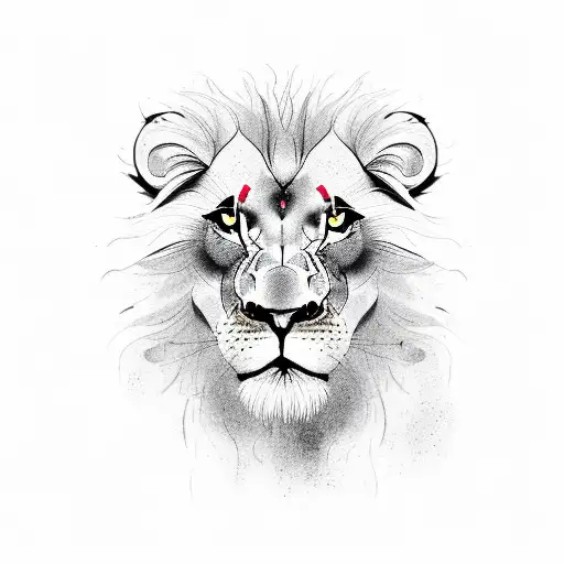 dark angry lion  tattoo design idea