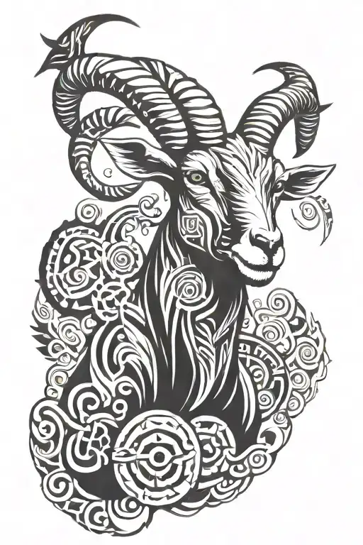 goat tattoo design idea