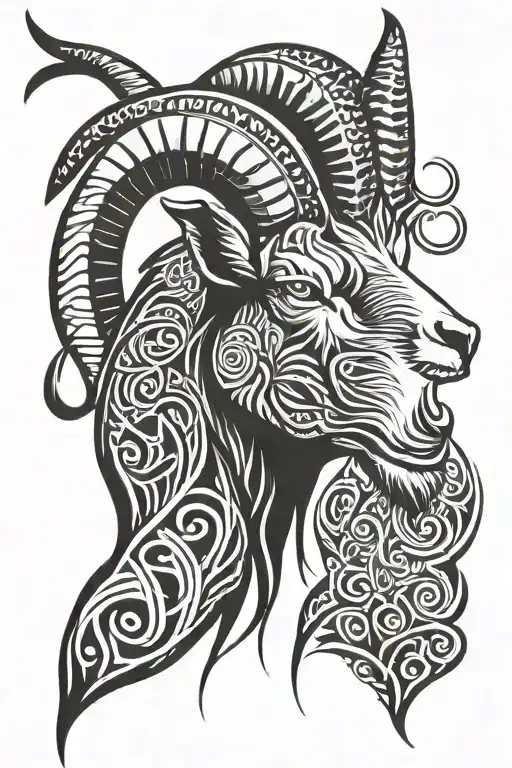 goat tattoo design idea
