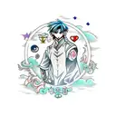 A collage of characters from Skip Beat and Hunter x Hunter in a whimsical and dream-like setting tattoo design idea