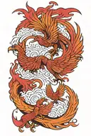 double headed phoenix rising from the ashes tattoo design idea