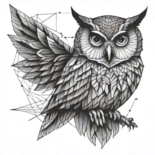 wise owl geometric design tattoo design idea