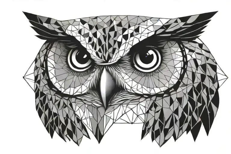 wise owl geometric design combining elements tattoo design idea