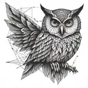 wise owl geometric design tattoo design idea