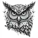 wise owl geometric design tattoo design idea