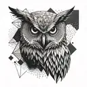 wise owl geometric design tattoo design idea