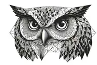 wise owl geometric design combining elements tattoo design idea