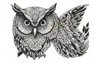 wise owl geometric design combining elements tattoo design idea