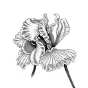 a single iris flower tangled with a single aster flower tattoo design idea