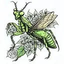 praying mantis tattoo design idea