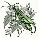 praying mantis tattoo design idea