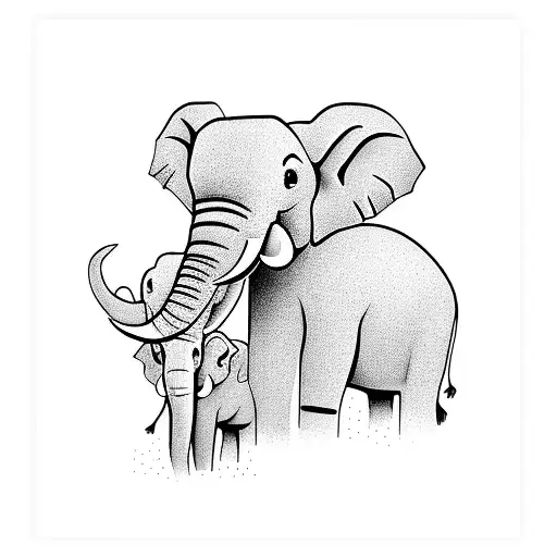 3 elephants, with the number 7  tattoo design idea