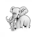 3 elephants, with the number 7  tattoo design idea