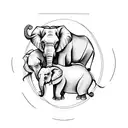 3 elephants, with the number 7  tattoo design idea