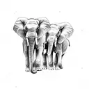 3 elephants, with the number 7  tattoo design idea