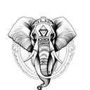 elephant, tribal, outline, Mandela, 2 tusks, 1 trunk,  tattoo design idea