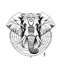 elephant, tribal, outline, Mandela, 2 tusks, 1 trunk,  tattoo design idea