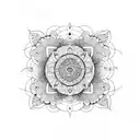 Mandala with lotus with binary spaces bitween and arm tatto psychedelic tattoo design idea