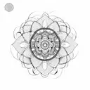 Mandala with lotus with binary spaces bitween and arm tatto psychedelic tattoo design idea