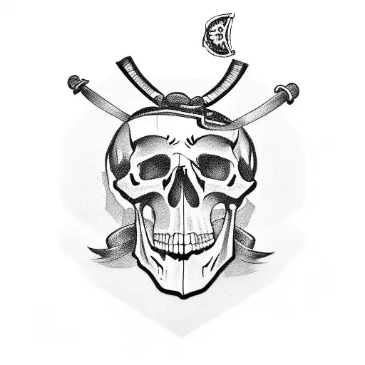 Jolly Roger but skull is eggplant shape tattoo design idea