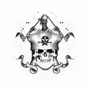 pirate flag with an eggplant on it tattoo design idea