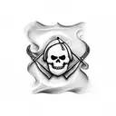 pirate flag with an eggplant on it tattoo design idea