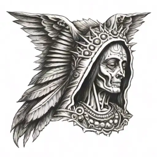 Virgin of Guadalupe skeleton tattoo design idea