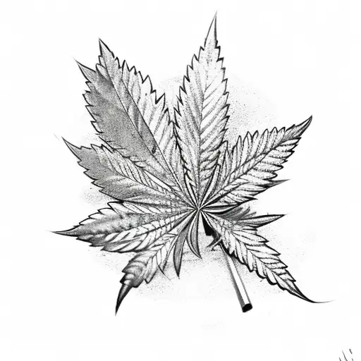 holy cross with weed leaf tattoo design idea