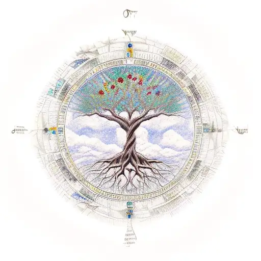 Tree Of Life, yggdrasil, Compass, Family Tree tattoo design idea