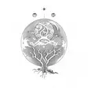  yggdrasil, hourglass, passing time, sun, moon  Family Tree tattoo design idea