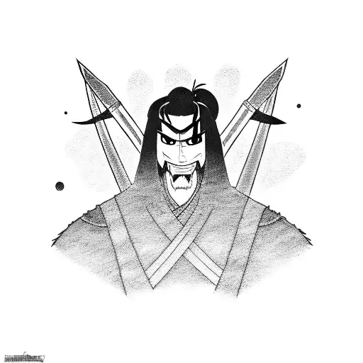 Samurai jack battling anime characters tattoo design idea