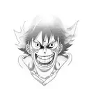 A mesmerizing portrait of Monkey D. Luffy, the main protagonist of One Piece, showcasing his determination and strength tattoo design idea