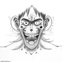 A mesmerizing portrait of Monkey D. Luffy, the main protagonist of One Piece, showcasing his determination and strength tattoo design idea