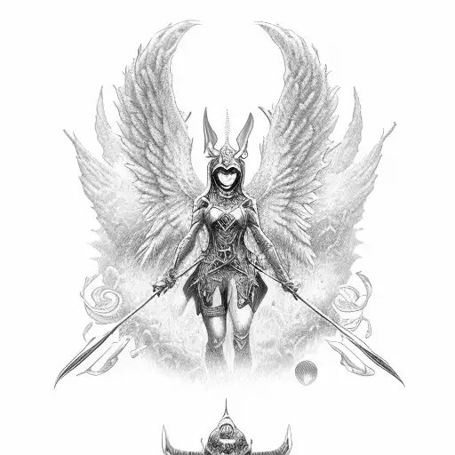 angel vs demon  tattoo design idea